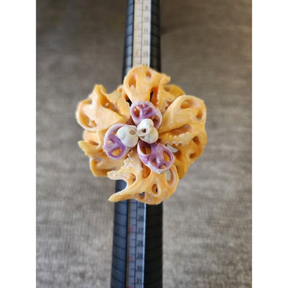 Unbranded Jewelry - Tahitian Handmade Shell Coral Ring French Polynesia Style Sz 9 StatementPiece 2"